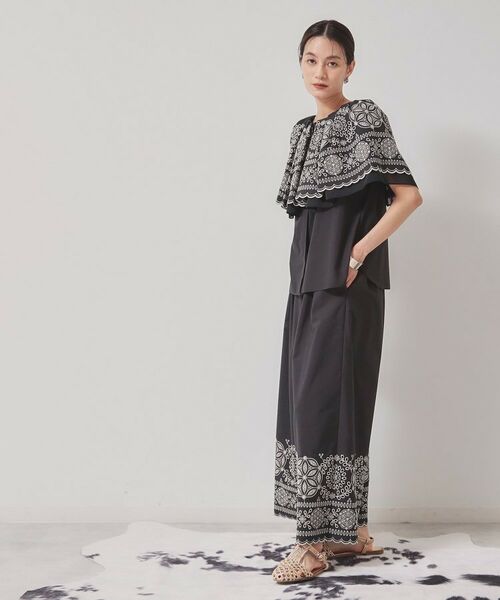 SunaUna / スーナウーナ パンツ | 【幾何柄／エンブロイダリー】ウエストゴムガウチョパンツ | 詳細2