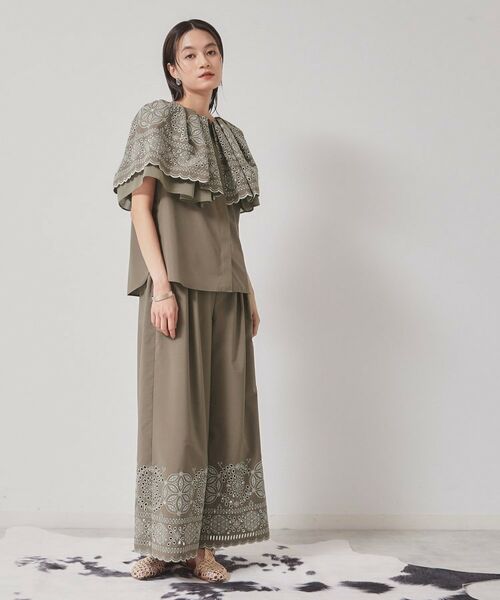 SunaUna / スーナウーナ パンツ | 【幾何柄／エンブロイダリー】ウエストゴムガウチョパンツ | 詳細3