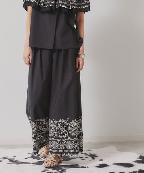 SunaUna / スーナウーナ パンツ | 【幾何柄／エンブロイダリー】ウエストゴムガウチョパンツ | 詳細4