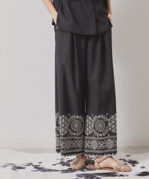SunaUna / スーナウーナ パンツ | 【幾何柄／エンブロイダリー】ウエストゴムガウチョパンツ | 詳細5