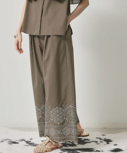 SunaUna / スーナウーナ パンツ | 【幾何柄／エンブロイダリー】ウエストゴムガウチョパンツ | 詳細7