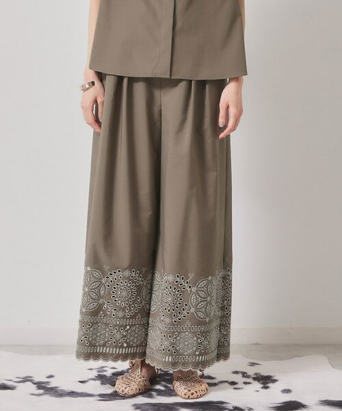 SunaUna / スーナウーナ パンツ | 【幾何柄／エンブロイダリー】ウエストゴムガウチョパンツ | 詳細8