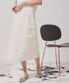 SunaUna / スーナウーナ スカート | 【お花モチーフ／タック切り替え】Aラインスカート