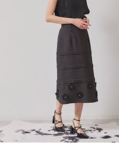 SunaUna / スーナウーナ スカート | 【お花モチーフ／タック切り替え】Aラインスカート