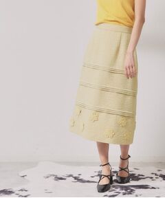 SunaUna / スーナウーナ スカート | 【お花モチーフ／タック切り替え】Aラインスカート