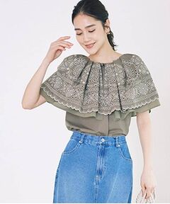 SunaUna / スーナウーナ シャツ・ブラウス | 【幾何柄／エンブロイダリー】ケープカラーブラウス