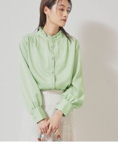 SunaUna / スーナウーナ シャツ・ブラウス | 【衿フリル／パフスリーブ】ヴィンテージサテンブラウス