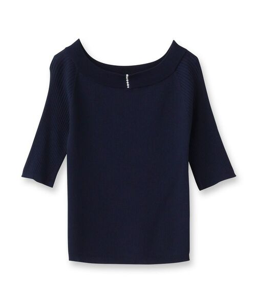 SunaUna / スーナウーナ ニット・セーター | 【接触冷感／アンサンブル可】パール調パーツ付きニット | 詳細1