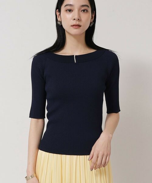 SunaUna / スーナウーナ ニット・セーター | 【接触冷感／アンサンブル可】パール調パーツ付きニット | 詳細13