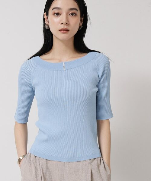 SunaUna / スーナウーナ ニット・セーター | 【接触冷感／アンサンブル可】パール調パーツ付きニット | 詳細9