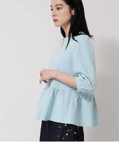 SunaUna / スーナウーナ シャツ・ブラウス | 【パール調パーツ付き／春色】ペプラムトップス