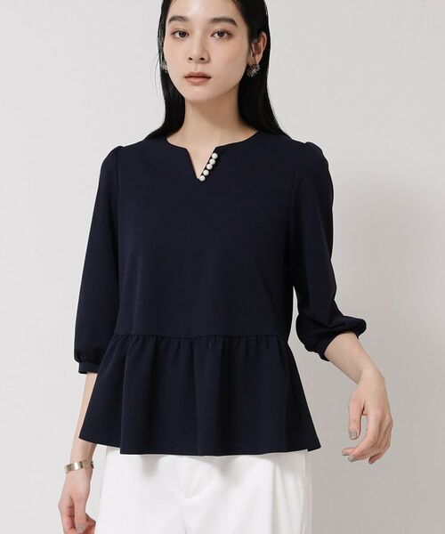 SunaUna / スーナウーナ シャツ・ブラウス | 【パール調パーツ付き／春色】ペプラムトップス | 詳細10