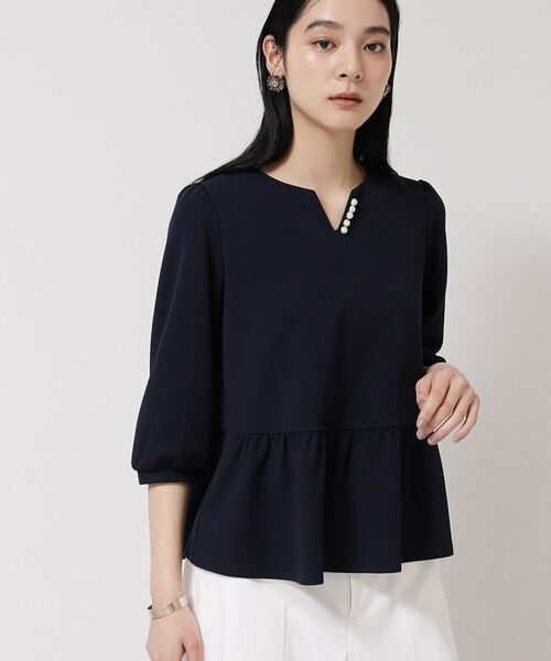 SunaUna / スーナウーナ シャツ・ブラウス | 【パール調パーツ付き／春色】ペプラムトップス | 詳細11