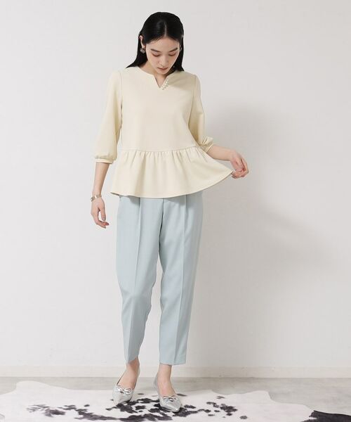 SunaUna / スーナウーナ シャツ・ブラウス | 【パール調パーツ付き／春色】ペプラムトップス | 詳細2