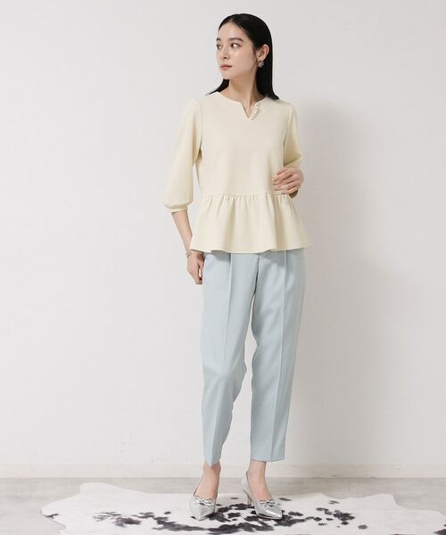 SunaUna / スーナウーナ シャツ・ブラウス | 【パール調パーツ付き／春色】ペプラムトップス | 詳細3