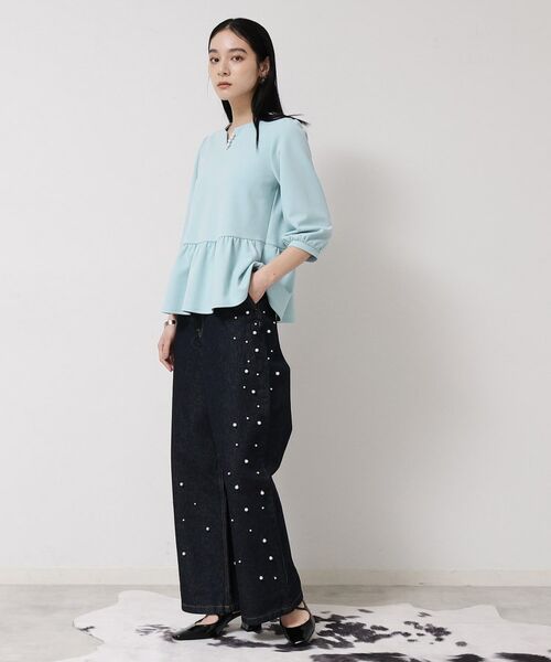SunaUna / スーナウーナ シャツ・ブラウス | 【パール調パーツ付き／春色】ペプラムトップス | 詳細4