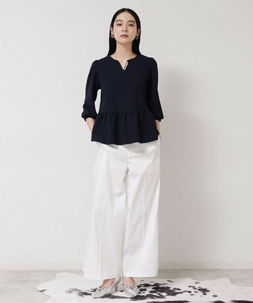 SunaUna / スーナウーナ シャツ・ブラウス | 【パール調パーツ付き／春色】ペプラムトップス | 詳細5