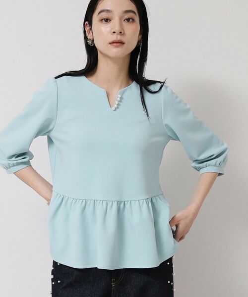 SunaUna / スーナウーナ シャツ・ブラウス | 【パール調パーツ付き／春色】ペプラムトップス | 詳細8