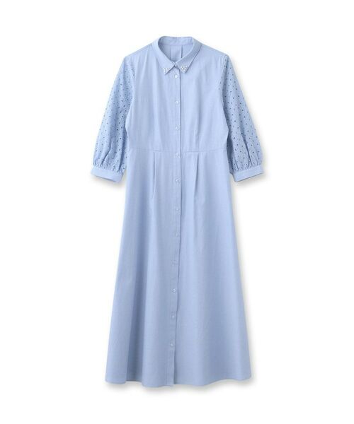 SunaUna / スーナウーナ ロング・マキシ丈ワンピース | 【袖レース/パール調パーツ】衿付きワンピース | 詳細1