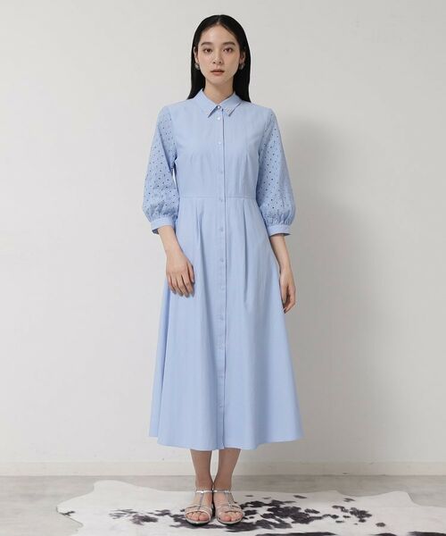 SunaUna / スーナウーナ ロング・マキシ丈ワンピース | 【袖レース/パール調パーツ】衿付きワンピース | 詳細10