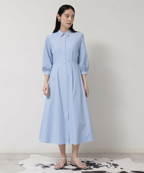 SunaUna / スーナウーナ ロング・マキシ丈ワンピース | 【袖レース/パール調パーツ】衿付きワンピース | 詳細2