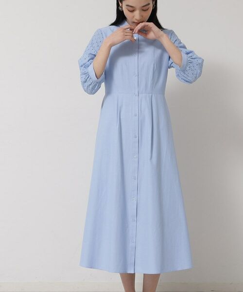 SunaUna / スーナウーナ ロング・マキシ丈ワンピース | 【袖レース/パール調パーツ】衿付きワンピース | 詳細5