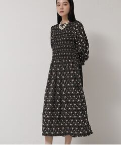 SunaUna / スーナウーナ ロング・マキシ丈ワンピース | シャーリングフラワーワンピース