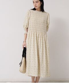 SunaUna / スーナウーナ ロング・マキシ丈ワンピース | シャーリングフラワーワンピース