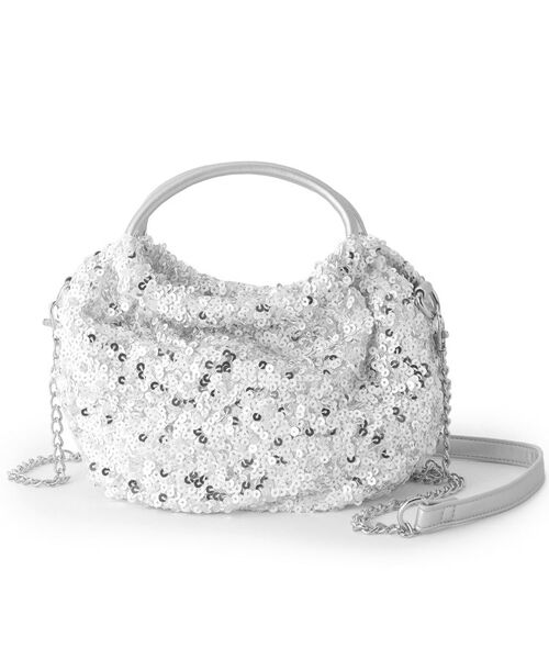 SunaUna / スーナウーナ トートバッグ | 【華やか/スパンコール】丸形バッグ(オフホワイト(003))