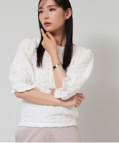 SunaUna / スーナウーナ カットソー | 【今すぐ活躍！／パフスリーブ】ジャカードプルオーバー