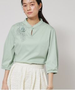SunaUna / スーナウーナ カットソー | 【レース／チャイナカラー】七分袖プルオーバー
