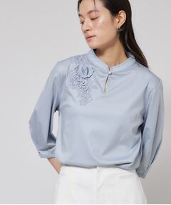 SunaUna / スーナウーナ カットソー | 【レース／チャイナカラー】七分袖プルオーバー