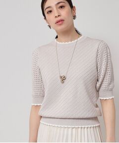 SunaUna / スーナウーナ ニット・セーター | 【SS～Lサイズ展開／5分袖】編地変化ニット