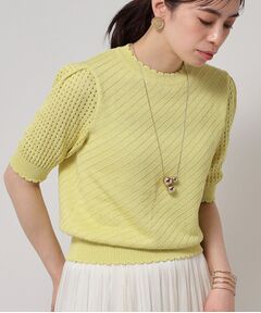 SunaUna / スーナウーナ ニット・セーター | 【SS～Lサイズ展開／5分袖】編地変化ニット