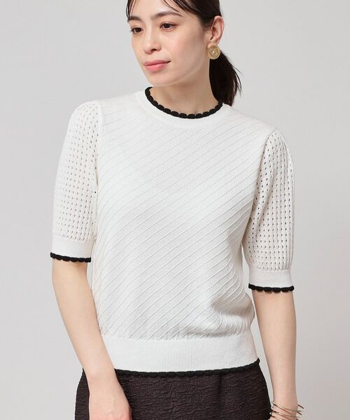 SunaUna / スーナウーナ ニット・セーター | 【SS~Lサイズ展開/5分袖】編地変化ニット | 詳細14