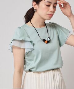 SunaUna / スーナウーナ カットソー | 【接触冷感／S～Lサイズ展開】シフォン使いフレアスリーブカットソー