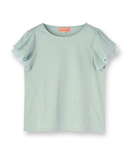 SunaUna / スーナウーナ カットソー | 【接触冷感／S～Lサイズ展開】シフォン使いフレアスリーブカットソー | 詳細1