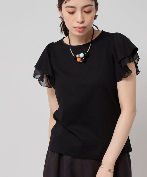 SunaUna / スーナウーナ カットソー | 【接触冷感／S～Lサイズ展開】シフォン使いフレアスリーブカットソー | 詳細10