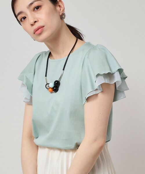 SunaUna / スーナウーナ カットソー | 【接触冷感／S～Lサイズ展開】シフォン使いフレアスリーブカットソー | 詳細12