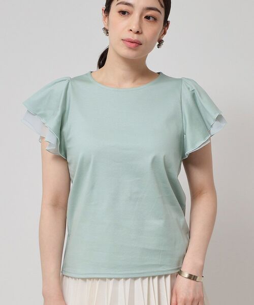 SunaUna / スーナウーナ カットソー | 【接触冷感／S～Lサイズ展開】シフォン使いフレアスリーブカットソー | 詳細18