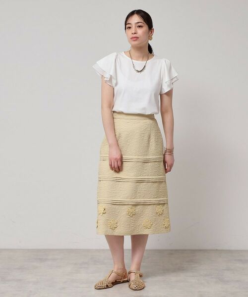 SunaUna / スーナウーナ カットソー | 【接触冷感／S～Lサイズ展開】シフォン使いフレアスリーブカットソー | 詳細2