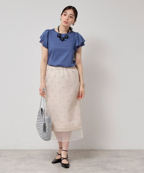 SunaUna / スーナウーナ カットソー | 【接触冷感／S～Lサイズ展開】シフォン使いフレアスリーブカットソー | 詳細6