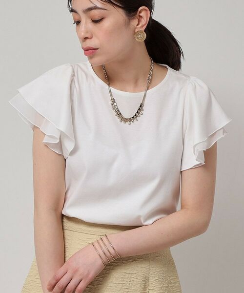 SunaUna / スーナウーナ カットソー | 【接触冷感／S～Lサイズ展開】シフォン使いフレアスリーブカットソー | 詳細7