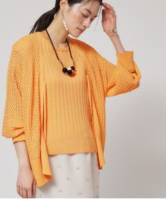 SunaUna / スーナウーナ カーディガン・ボレロ | 【レーシー＆リブ】アンサンブルニット