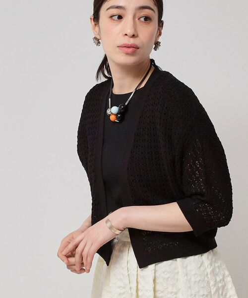 SunaUna / スーナウーナ カーディガン・ボレロ | 【SS～Lサイズ展開／透かし編み】ショート丈ボレロ | 詳細10