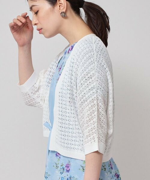 SunaUna / スーナウーナ カーディガン・ボレロ | 【SS～Lサイズ展開／透かし編み】ショート丈ボレロ | 詳細7