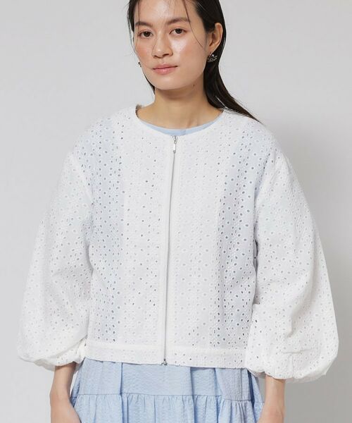 SunaUna / スーナウーナ レザーブルゾン・ジャケット | 【使えるモノトーン／パフスリーブ】レースブルゾン | 詳細10