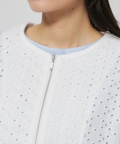 SunaUna / スーナウーナ レザーブルゾン・ジャケット | 【使えるモノトーン／パフスリーブ】レースブルゾン | 詳細13