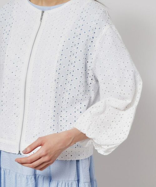 SunaUna / スーナウーナ レザーブルゾン・ジャケット | 【使えるモノトーン／パフスリーブ】レースブルゾン | 詳細14