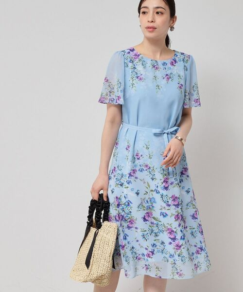 SunaUna / スーナウーナ ミニ丈・ひざ丈ワンピース | 【co creation and yours/SS~L】パネル柄ワンピース(ブルー(191))